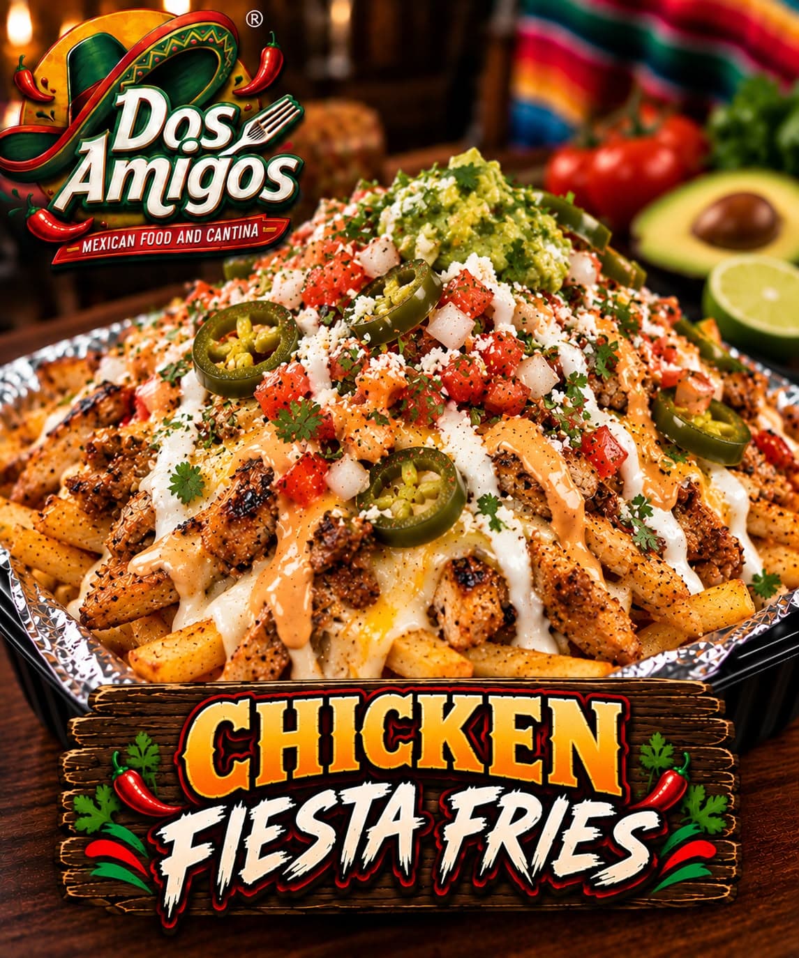 Chicken Fiesta Fries at Dos Amigos